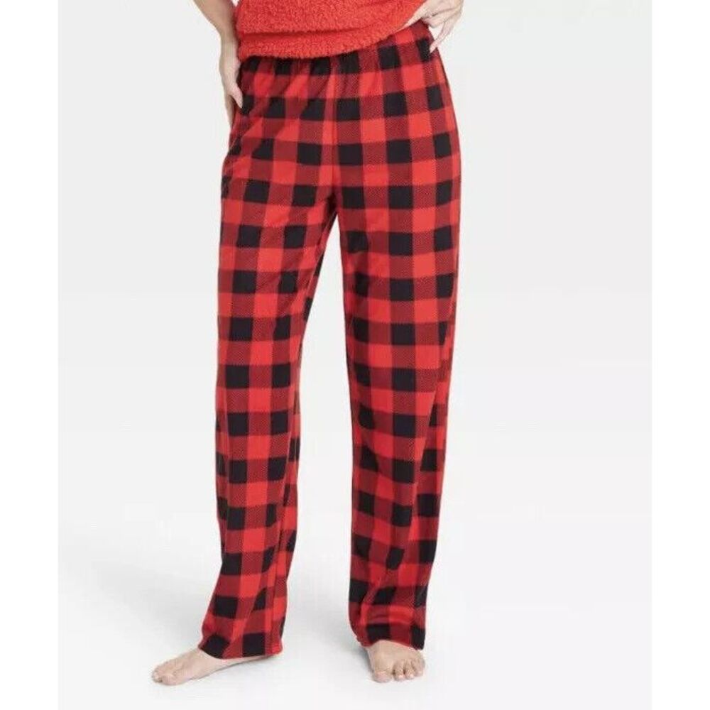 NWT Wondershop Womens Plus 4X Fleece Pajama Pants Red Black Buffalo Check